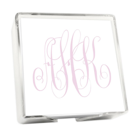 Watercolor Monogram Memo Square with holder